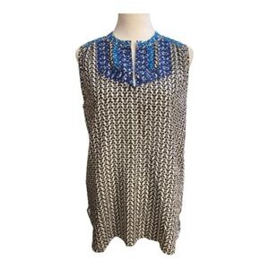J. Crew Blue and Black Sleeveless Blouse